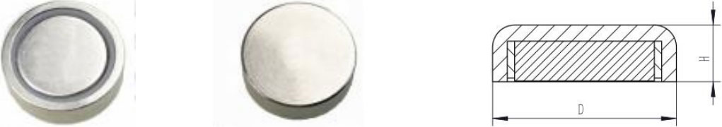 Pot Magnet (NdFeB), Without Bore, Nickel Coating, Body Lathe Machining.